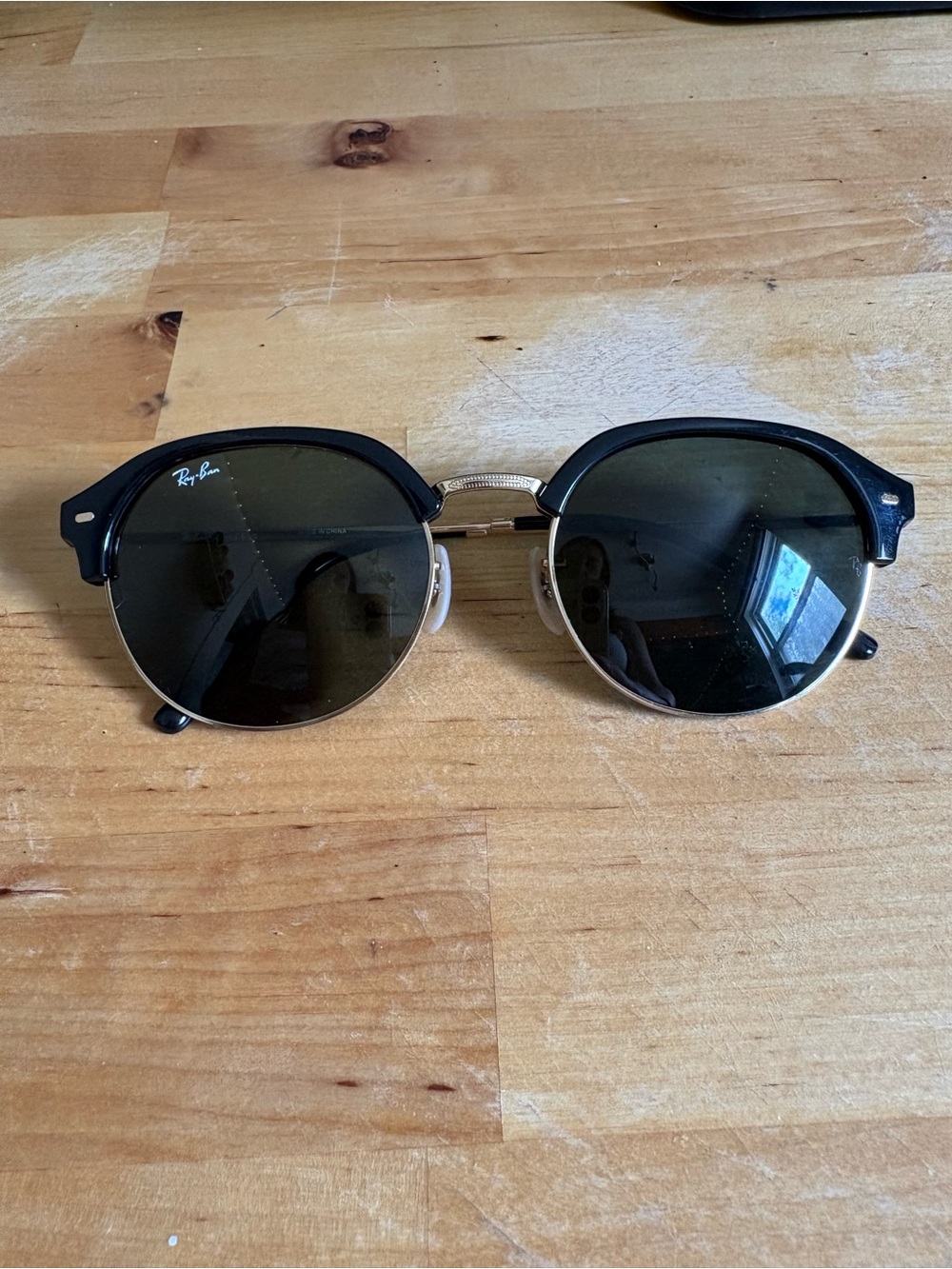 RayBan RB4429 Round Sunglasses Black/Gold Green Lenses 55mm